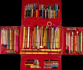 Salesman Sample Case w/ Assortment of Vintage Pens