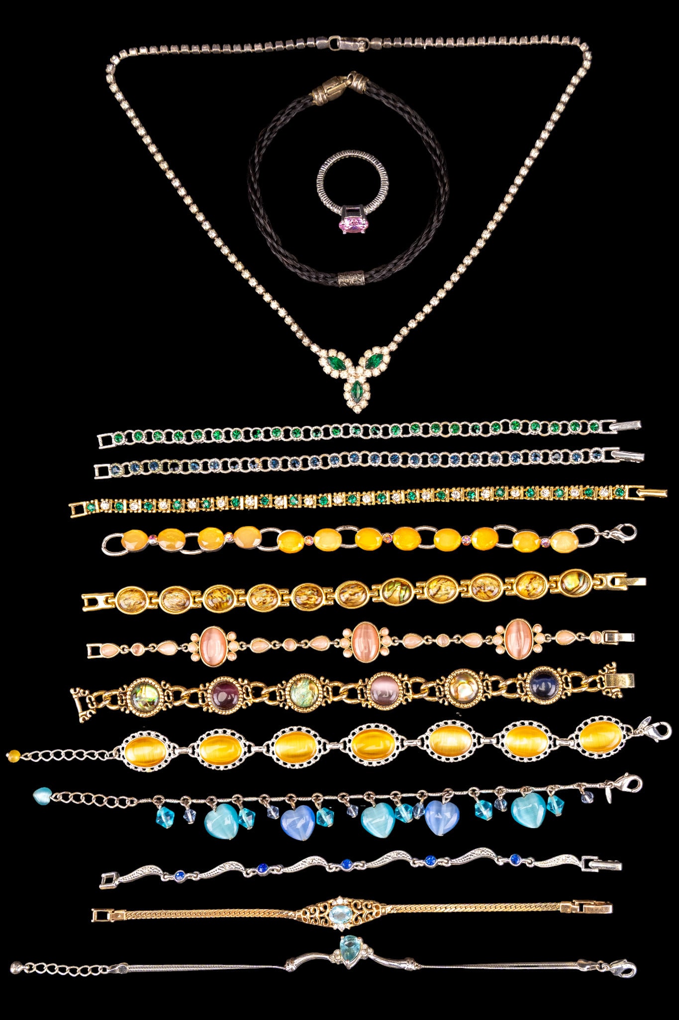 Vintage Rhinestone Necklace and Bracelets (1 of 10)
