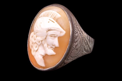 Antique Sterling Roman Centurion Cameo Ring