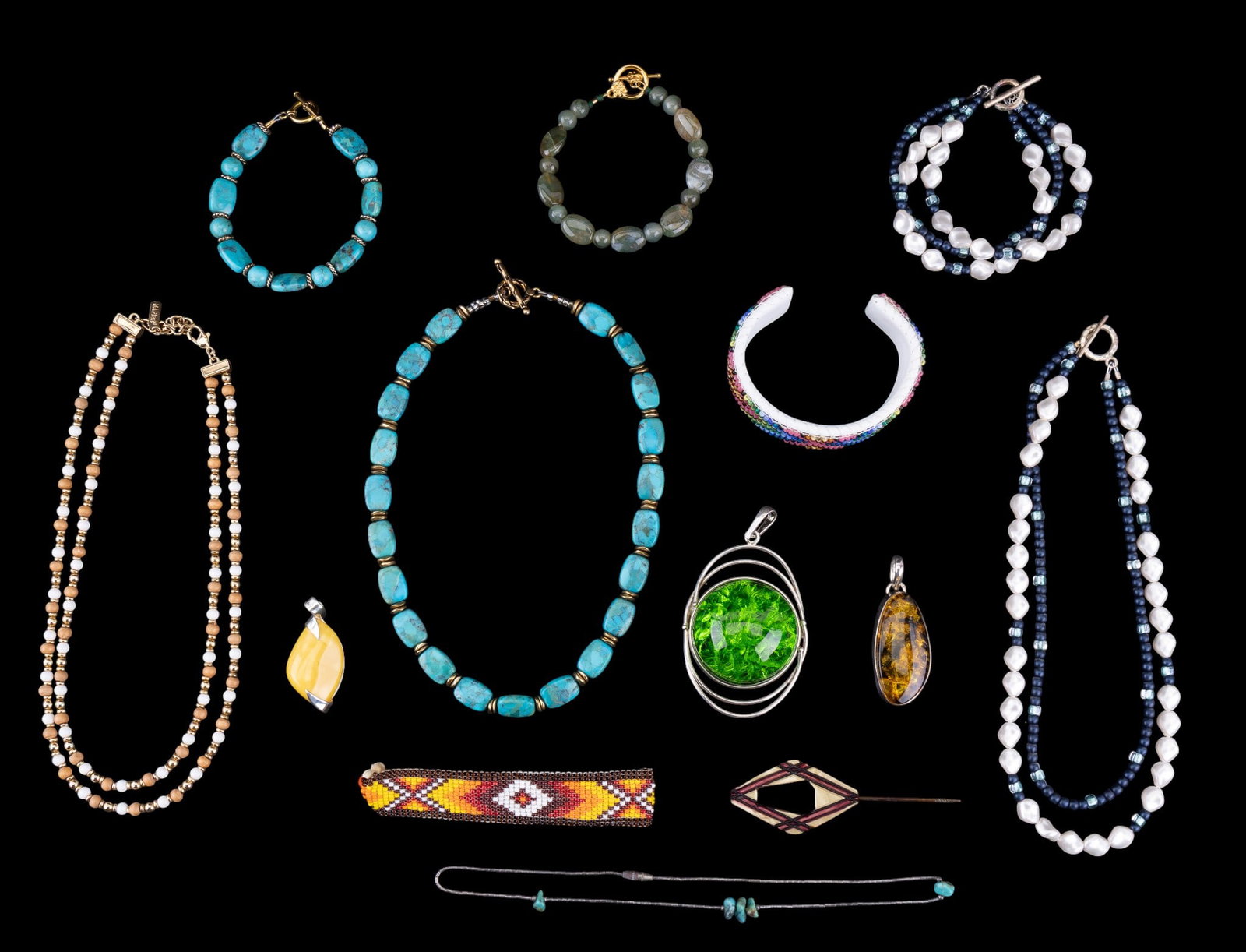 Turquoise and Amber Costume Jewelry (1 of 12)