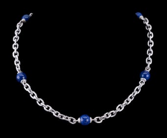 Judith Ripka Sterling and Lapis Lazuli Necklace