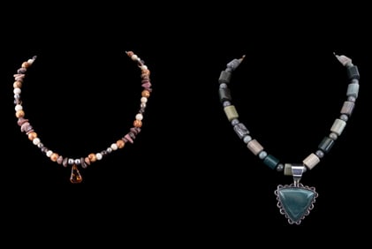 Polished Natural Stone and Sterling Necklaces