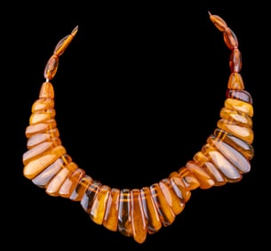 Vintage Amber Collar Necklace with Sterling Clasp