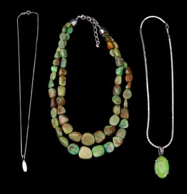 Green Turquoise and Sterling Necklaces