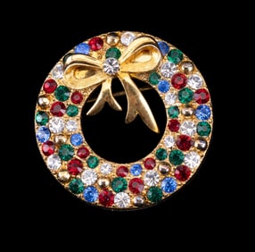 Eisenberg Ice Christmas Wreath Brooch