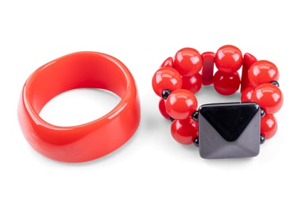Chunky Cherry Red Bakelite Bracelets (2)