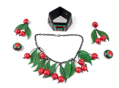 Cherry Red Bakelite Cherry Jewelry Set and More