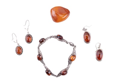 Sterling and Amber Jewelry