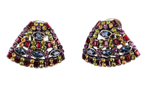 Heidi Daus Designer Clip On Rhinestone Earrings