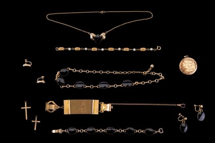 Victorian 12K Gold Filled and Onyx Jewelry