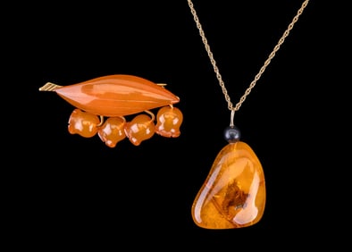 14K Gold and Amber Jewelry