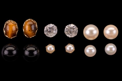 14K Gold Stud Earrings (6 prs)