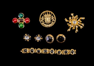 Ivana Brooches, Earrings, and Bracelet.