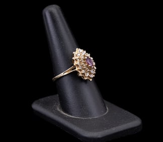 Gold Ring with Ruby and Diamond Accents