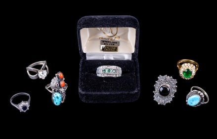 Seven Sterling Silver Rings