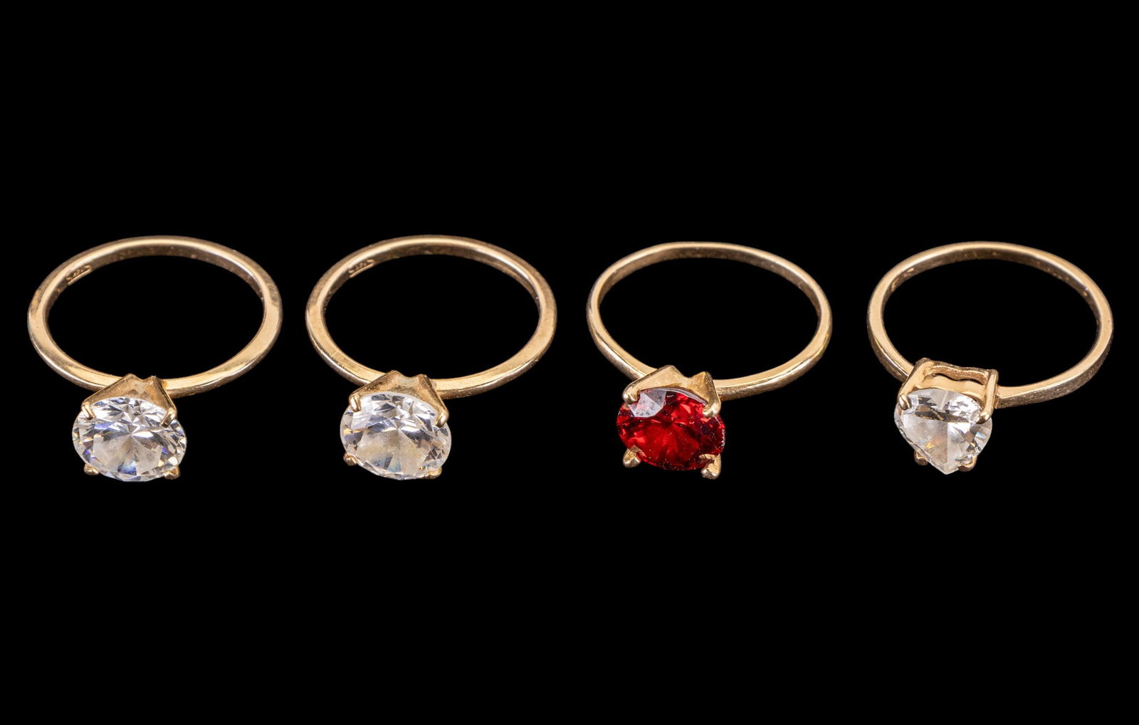 Four 14K Yellow Gold Rings CZ Settings (1 of 20)