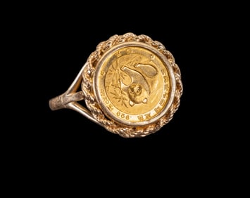 14K YG Ring, 1988 Chinese Panda Coin