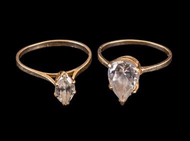 Two 14k Gold Rings CZ Accents