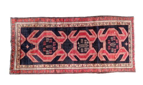 Antique Caucasian Rug, Red and Black