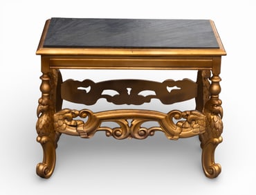 Carved Occasional Table w/ Slate Top