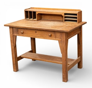 Period Arts & Crafts Quarter Sawn Oak Desk