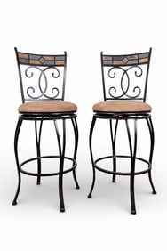 Modern Inlaid Stone Counter Stools (2)