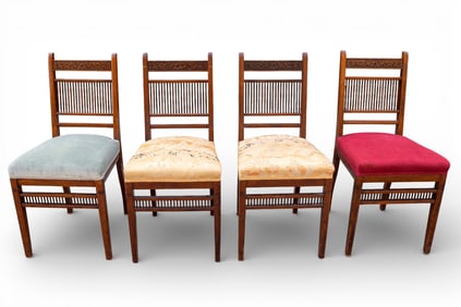 Unusual Antique Carved Side Chairs (4)