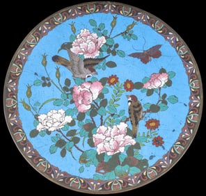 Japanese Cloisonne Brass Charger Plate