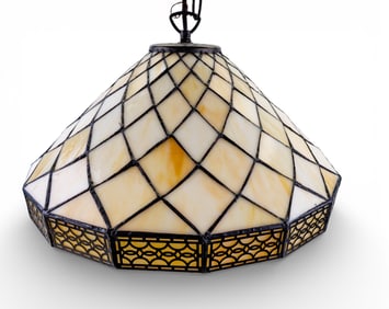 Hanging Ceiling White Slag Glass Lamp