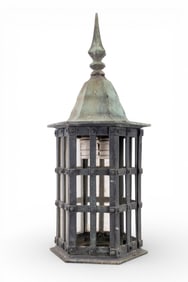 Antique Bronze Outdoor Lantern w/ Finial Top