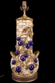 Royal Teplitz Grape Vine Porcelain Vase Lamp