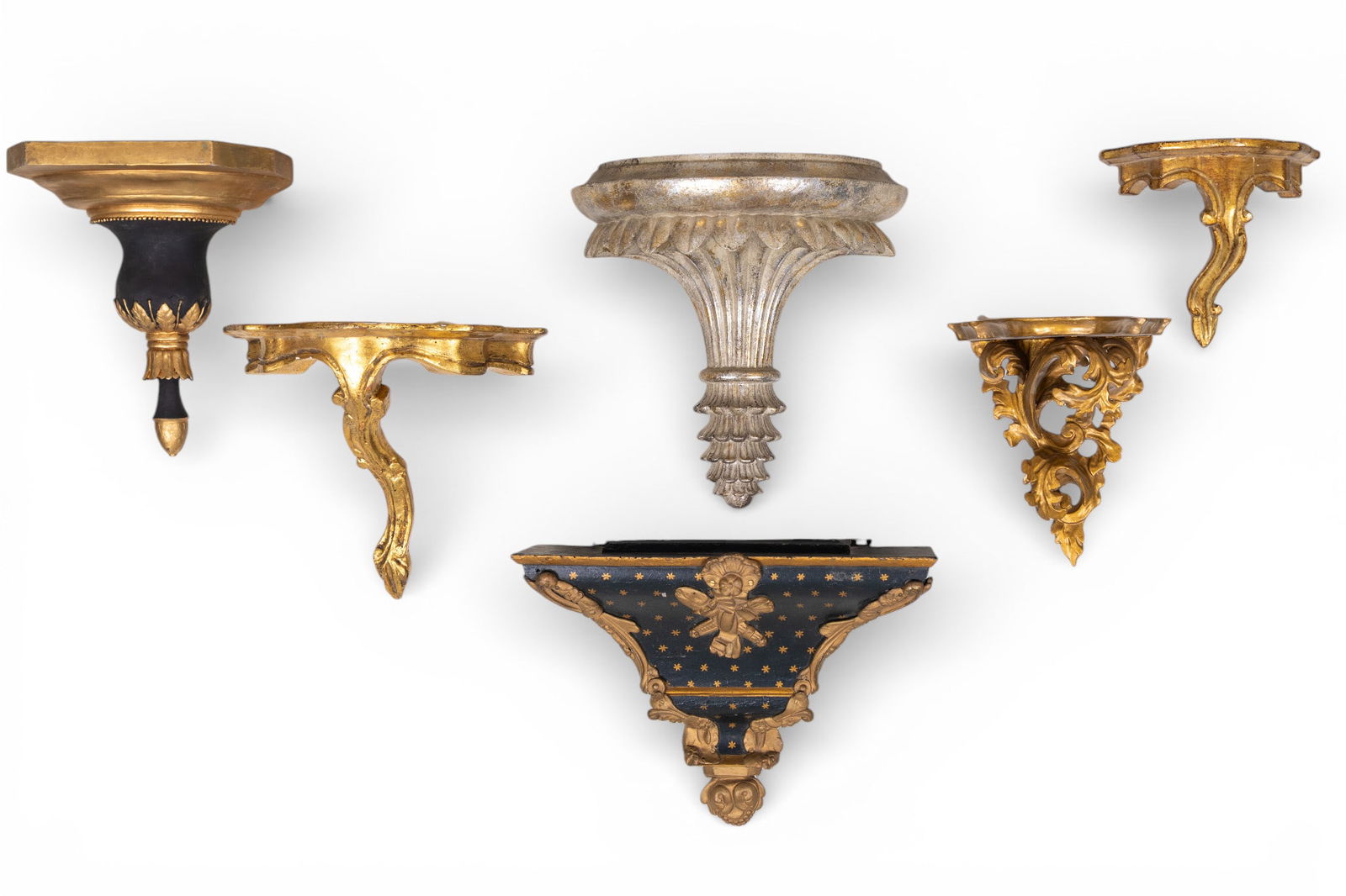 Gilded & more Shelf Wall Sconces (6 Pc.) (1 of 20)