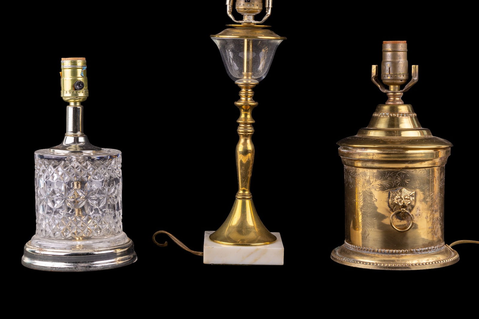 Cut Crystal and Etched Brass Table Lamps (1 of 8)