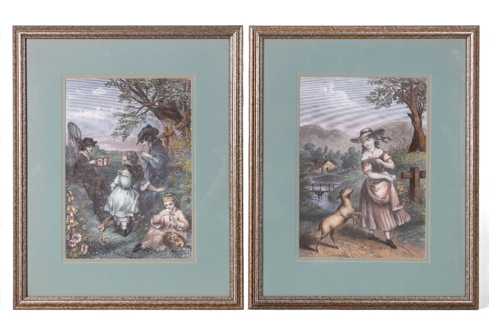 Pair of Vintage Hand-Colored Lithographs (1 of 13)