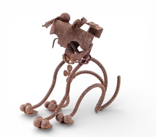 Cast Iron Dog Sculpture