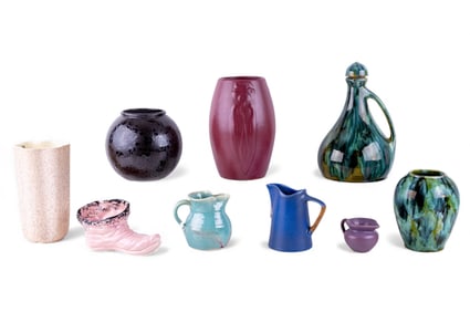 Art Pottery Vases, Pitchers, Some Drip Glaze