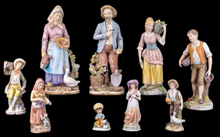 9-Piece Ceramic figurines w/ Homco