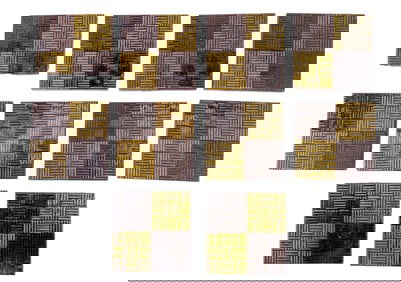 9 Vintage Glazed Ceramic Tiles