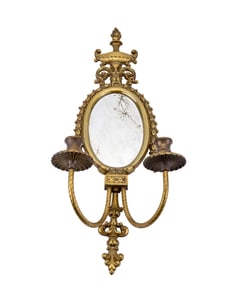 Brass Rococo Style Early Candle Mirror Sconce