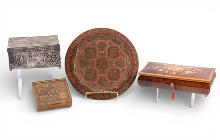 Italian Music Boxes, Enamelled Plate, more