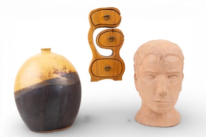 Stoneware Art Jug, Terracotta Head