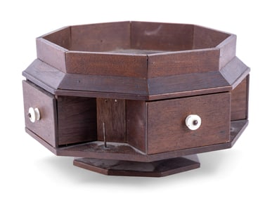 19th C Unusual PA Walnut Sewing Box