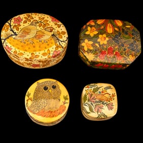 Kashmir Hand Painted Lacquered Wood Boxes