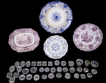 Transferware Plates & Salt Cellars