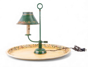 Toll Decorated Desk Lamp & Tray