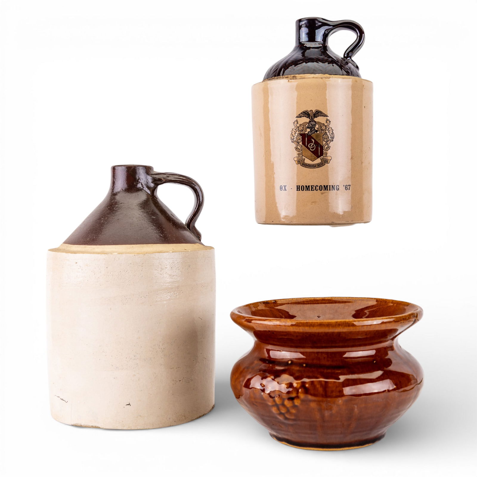 Vintage Stoneware Jugs and Majolica Spittoon (1 of 18)