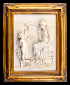Carved Relief Plaque w/ Cupid