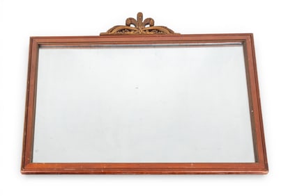 Carved Wood Wall Mirror w/ Gilt Crest
