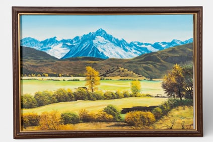 Signed Oil on Canvas Mountain Landscape