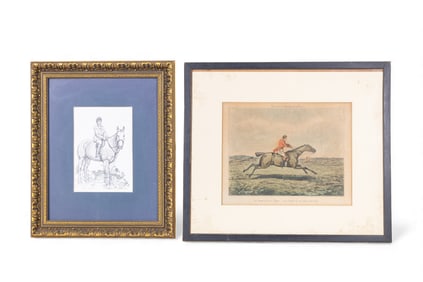 Antique Hand-Colored Horse Litho, Later Print